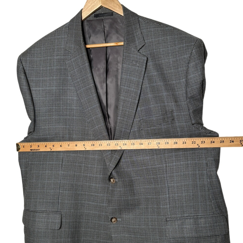 Ralph Lauren 50R Houndstooth Plaid 2 Button Blazer $350  Silk&Wool Jacket Gray - Picture 5 of 10
